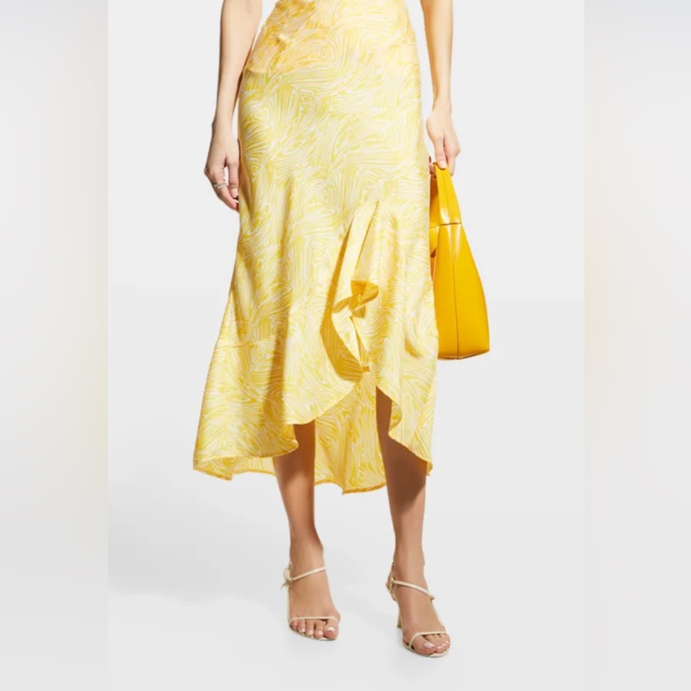 Cinq à Sept Yellow Swirl Maxi Skirt